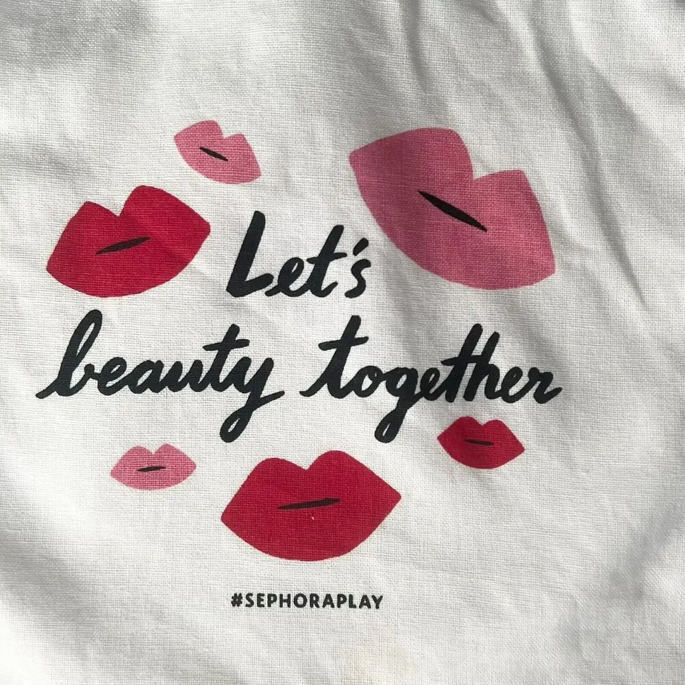 Sephora Let's Beauty Together Drawstring Cloth MakeUp Delicates Travel Bag New